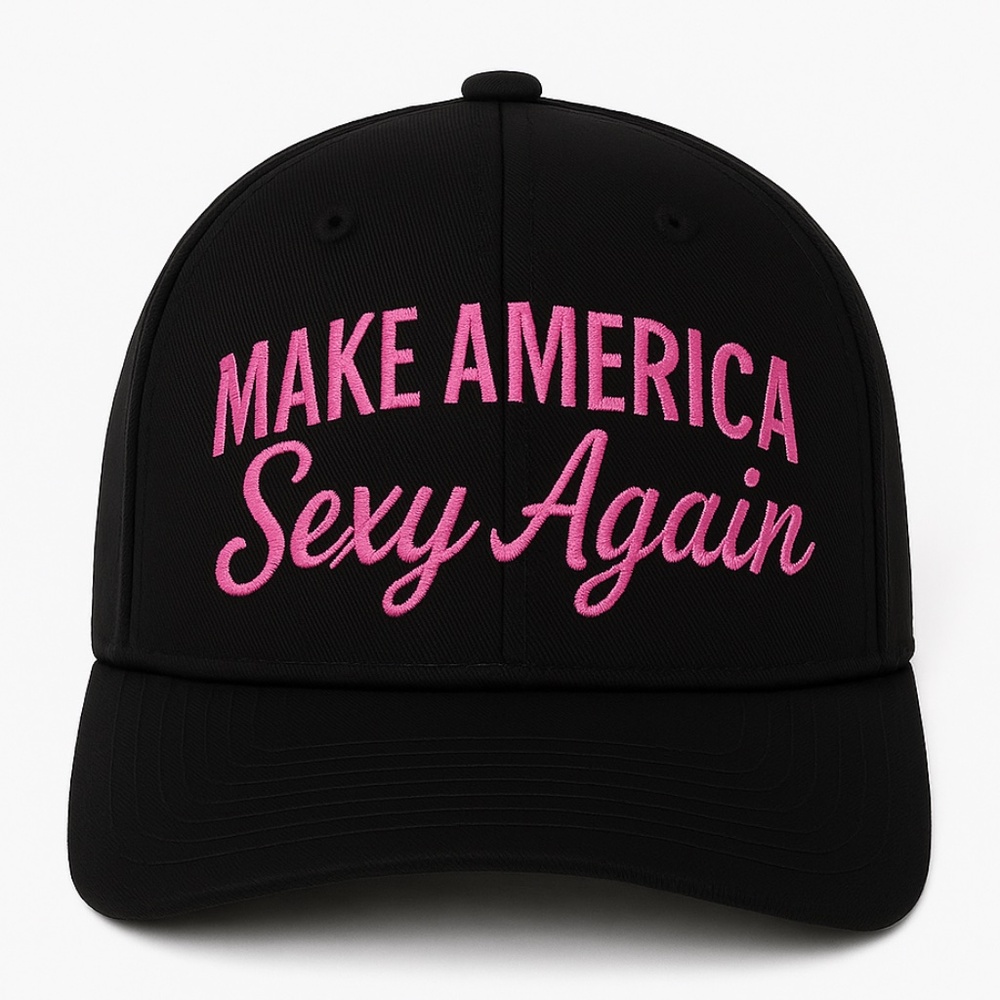 Make America Sexy Again Hat Pink Embroidered Black Mesh Baseball Cap Cute Trendy - Picture 2 of 4